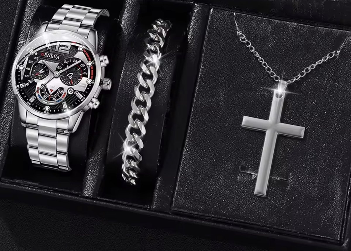 Horlogebox voor heren - geschenkdoos - cadeau set met horloge - armband - valentijn cadeautje voor hem