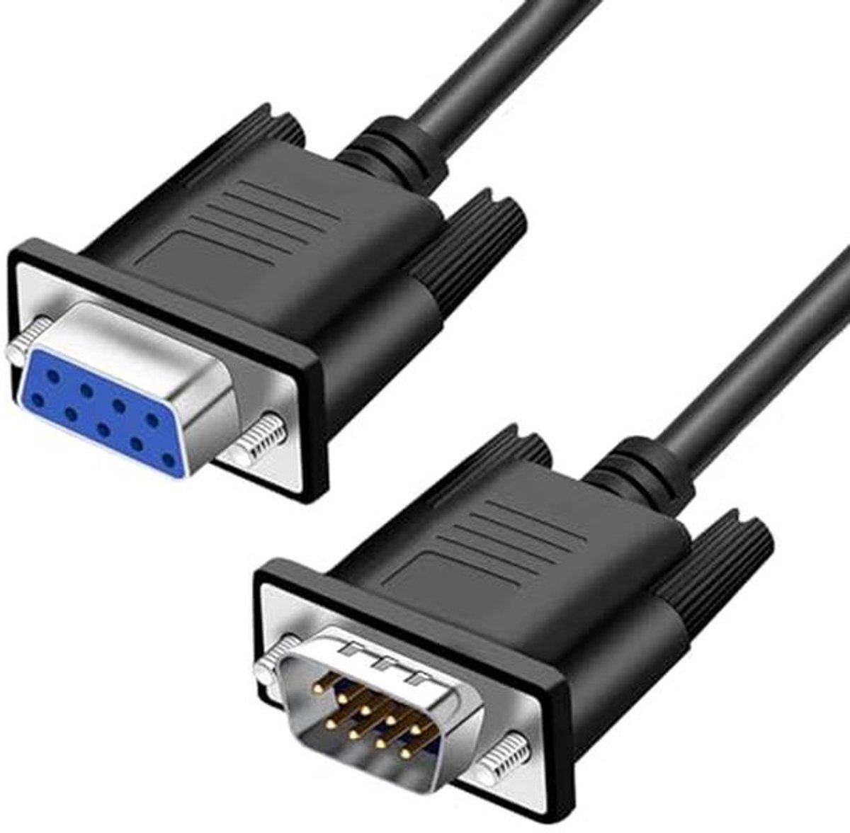 Seriële Verlengkabel 9 Pin DB9 Mannelijk naar Vrouwelijk 16FT Zwart