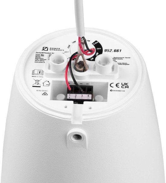 Power Dynamics Purity4W - Premium 2-weg hangluidspreker - Pendel speaker 100V - 4 Inch - Wit — afbeelding 4