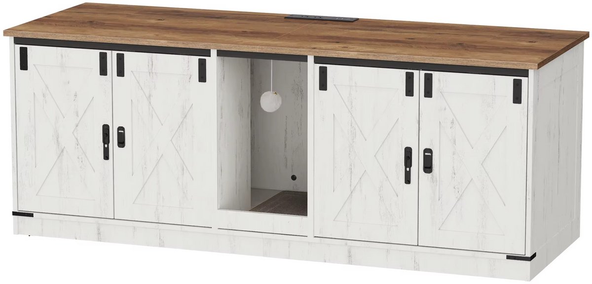Naiz - Salontafel - Met kattenplek - USB poorten - Stopcontact - 140 x 50 x 53,5 cm