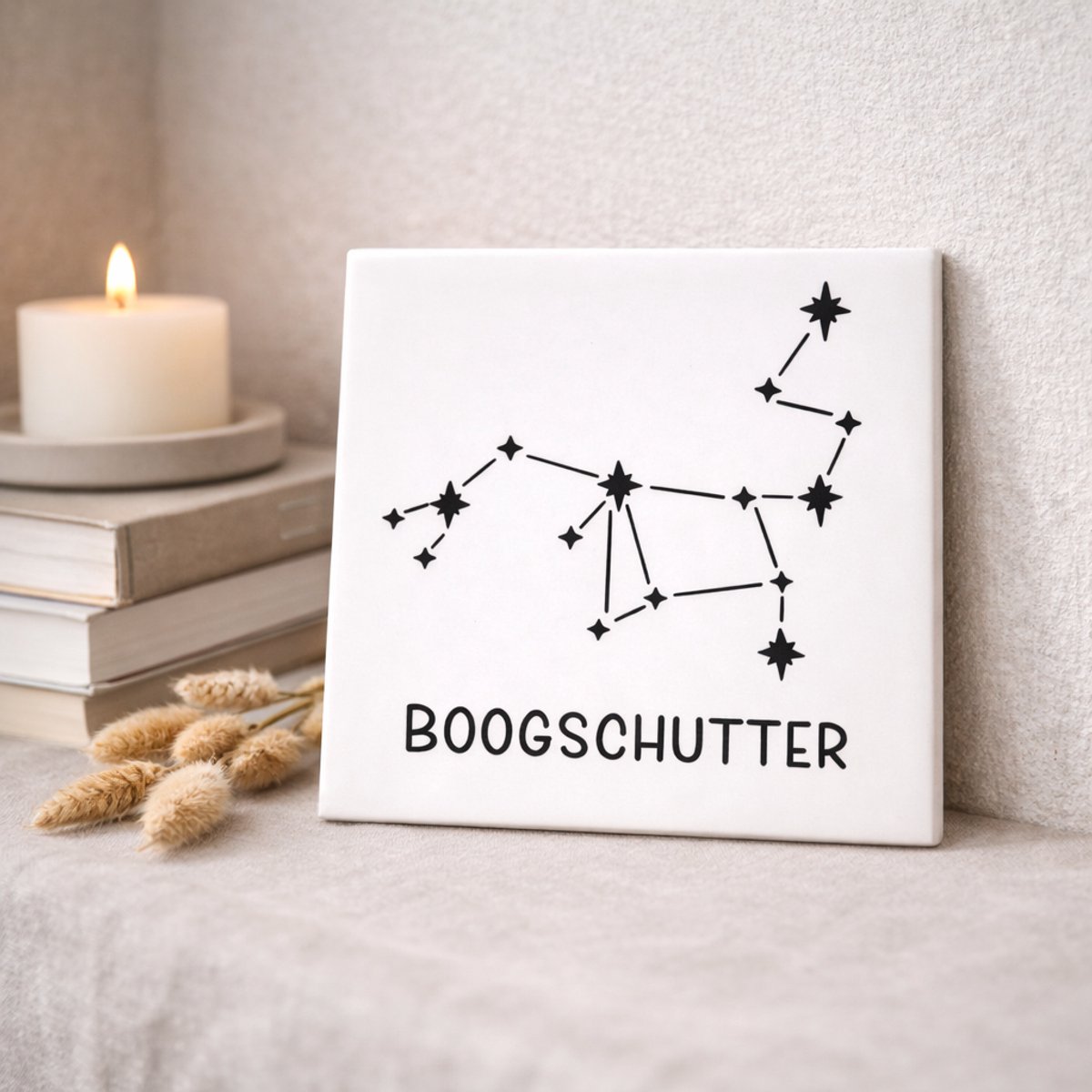 Troubadot | Tegeltje sterrenbeeld Boogschutter | minimalistische | decoratieve tegel met sterrenbeeld | kraamcadeau | geboorte | persoonlijk cadeau
