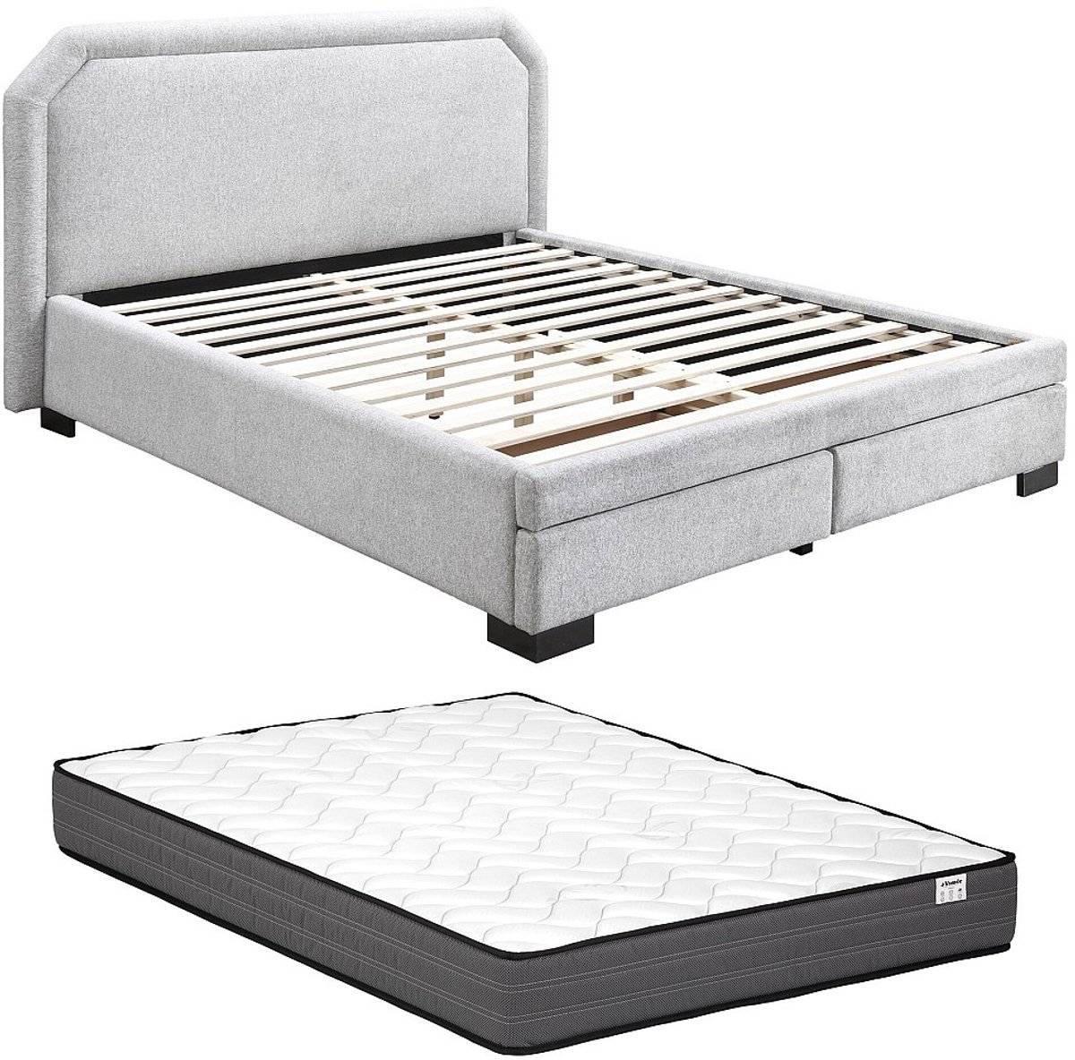 Vente-unique Bedframe stof lichtgrijs 140 x 190 cm INASTO