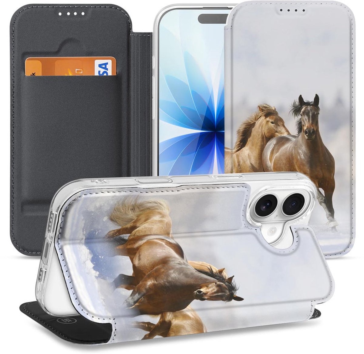 Telefoonhoesje met pashouder Apple iPhone 17 Paarden