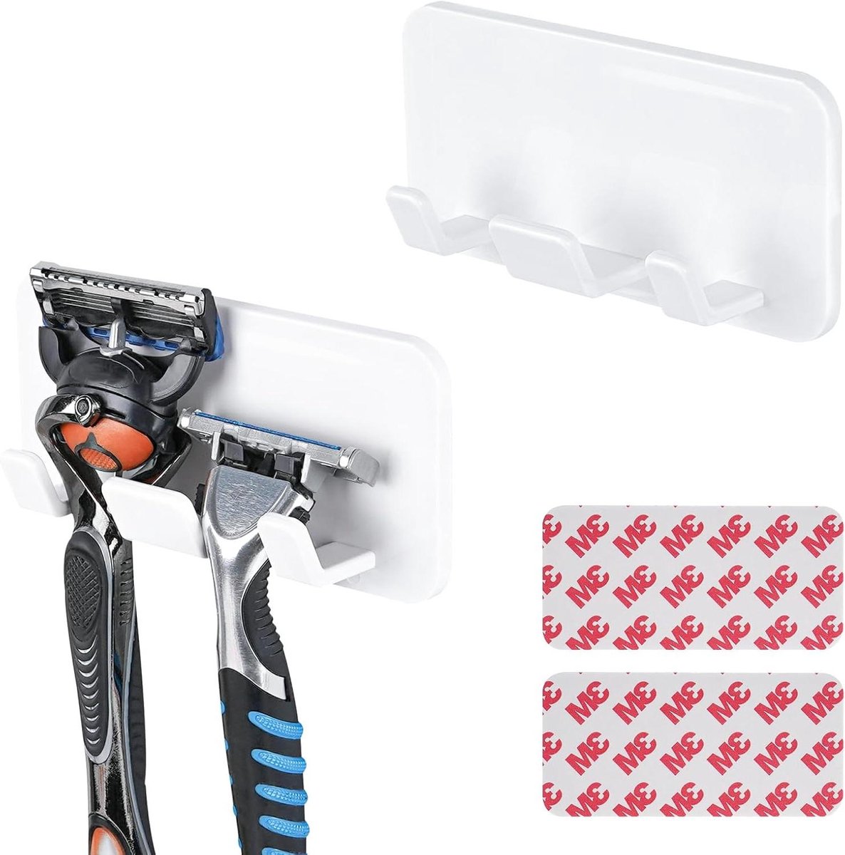 Allecto- Houder voor scheermes - Wandgemonteerde - Accessoires - ABS-kunststof - Scheerapparaatstandaard - Geschikt voor mannen en vrouwen - Wit - 2-pack houder voor scheermes.