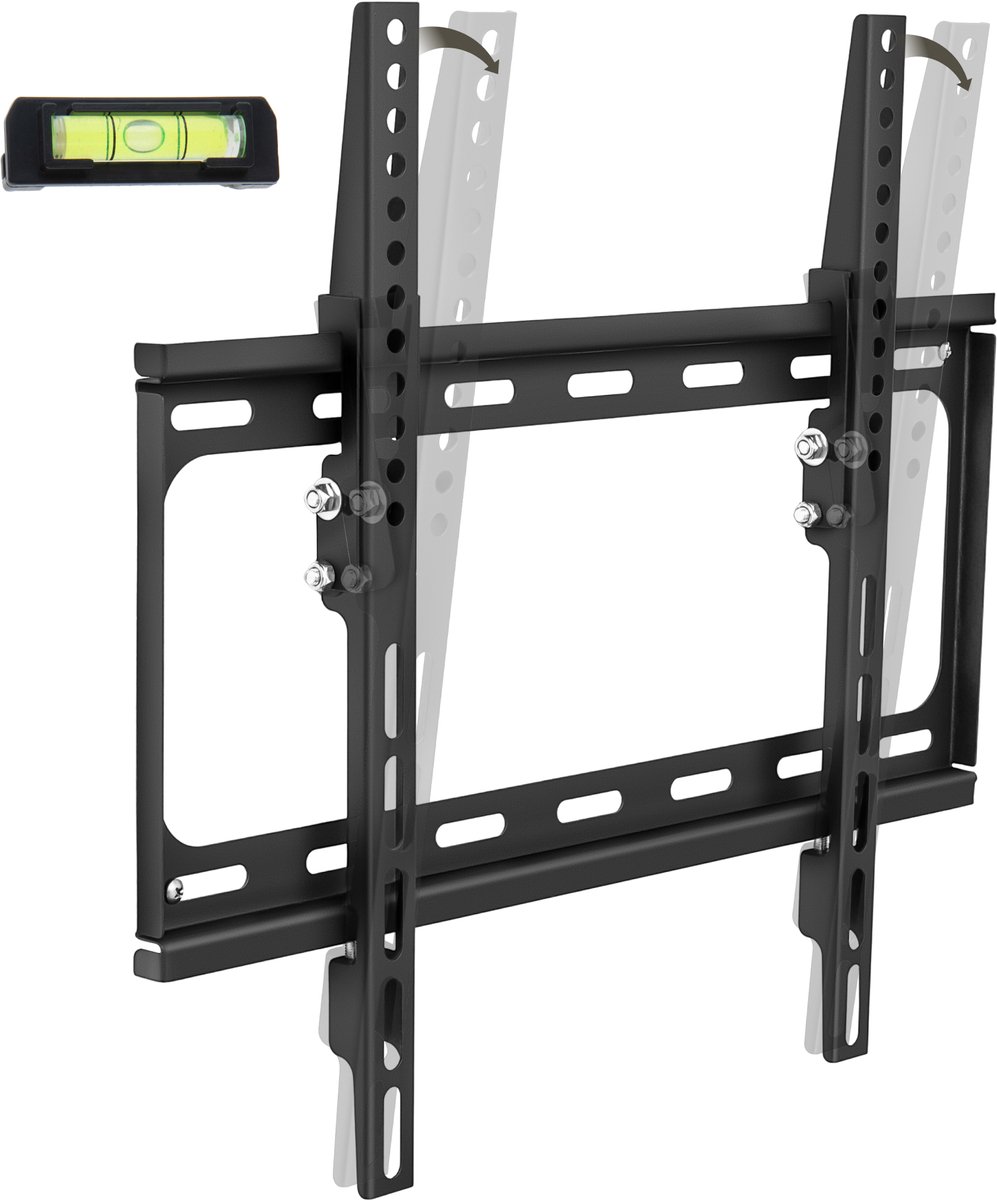tectake® TV-Muurbeugel voor Flatscreens | Kantelbaar | Tot VESA 400x400 | Geschikt voor 81 cm (32 inch) tot 191 cm (75 inch) Diagonaal | Draagvermogen tot 90 kg - Zwart