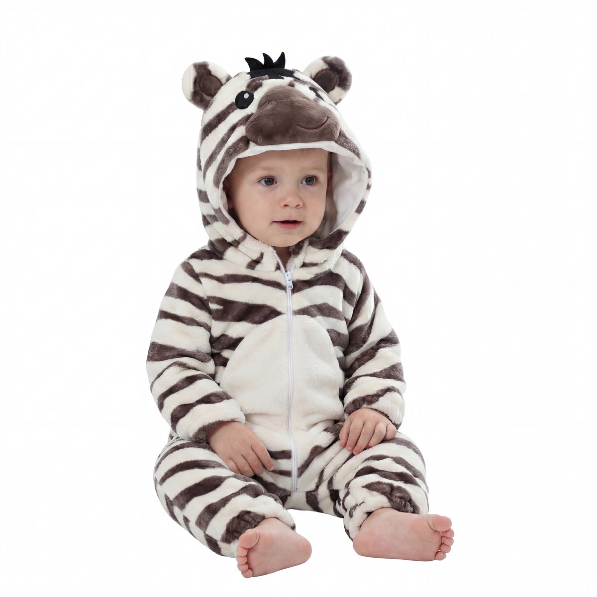 JAXY Baby Onesie - Carnavalskleding Kinderen - Verkleedkleren Jongen en Meisje - Verkleedkleding Kind - Romper - EU 98/104 (label 110) - Zebra