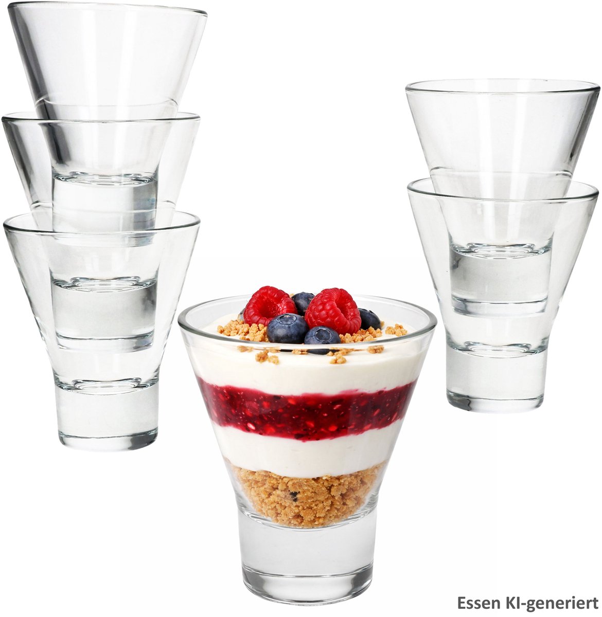 6-delige set YPSI grote dessertglazen van glas - 76574