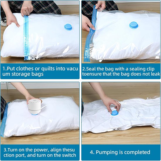 Vacuum Pump for Vacuum Bags, Portable Storage Bag, Mini Vacuum Pump for Interface Bag, Suction Efficiency，wit van Merkloos — afbeelding 5