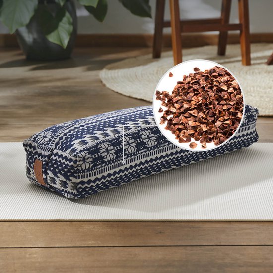 #DoYourYoga - Hoekig Yoga bolster - »Paravati« - Meditatiekussen met bio-organische boekweit schalen vulling - L67 cm & diam.13 cm - Style (1) van #DoYourYoga — afbeelding 3