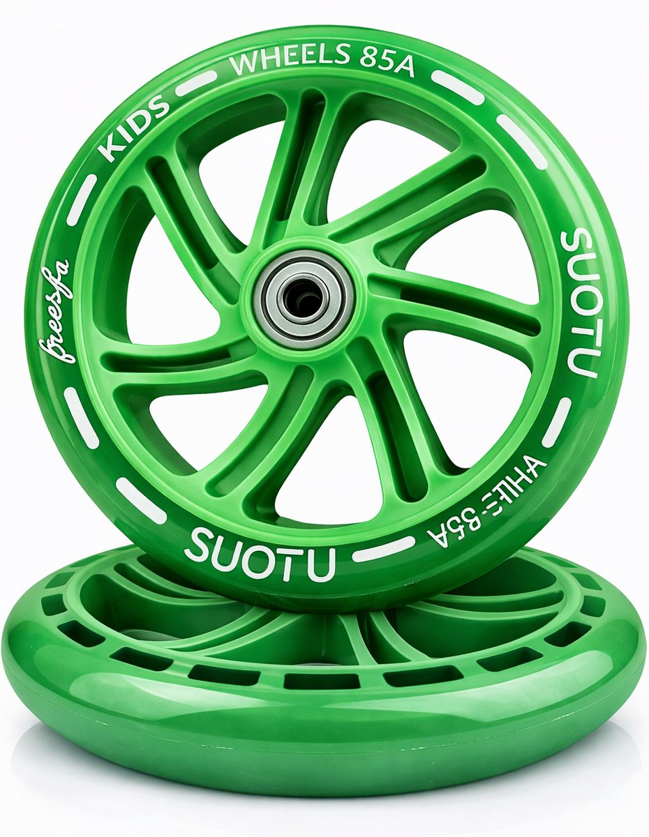 Suotu wielenset voor Stuntstep/Kinderstep - 2 Stuks - 145mm Lichtgevende Wielen - Groen