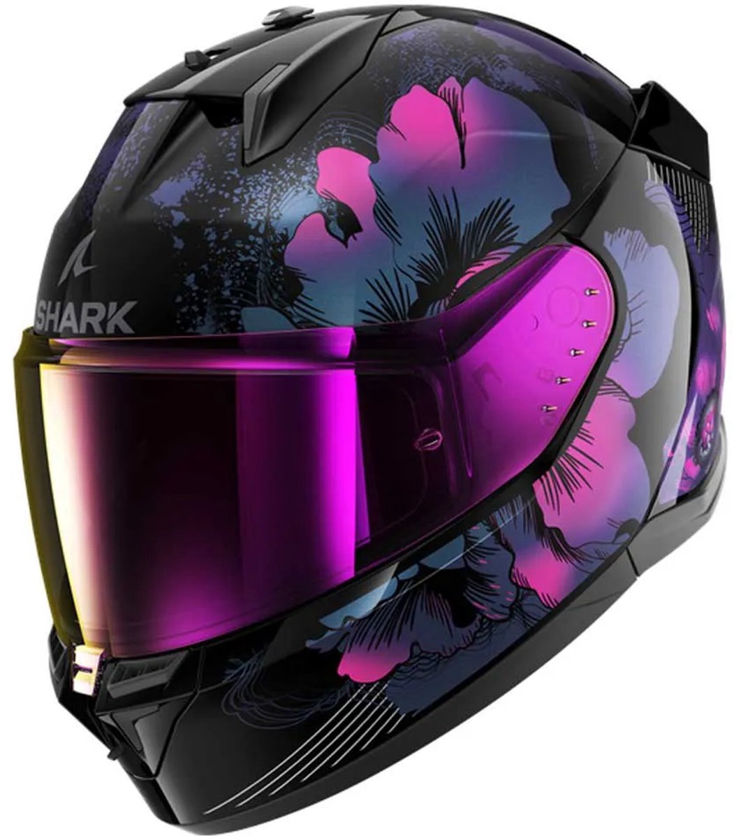 SHARK D-SKWAL 3 MAYFER Black Violet Glitter - Maat XS - Integraal helm - Scooter helm - Motorhelm - Zwart - Scooterhelmen mannen en vrouwen. – foto 6