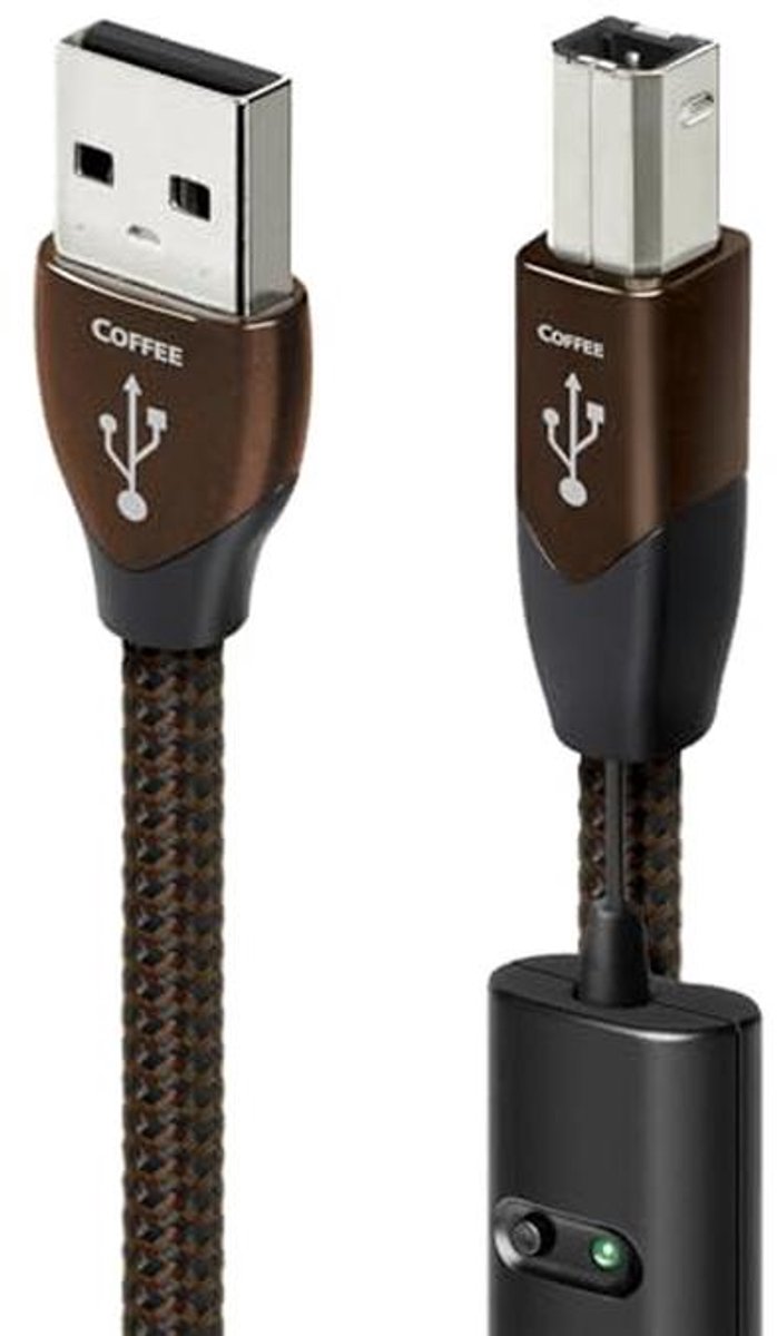 0,75 m Coffee USB A-B Kabel - Mannelijke Connectoren, 2.0, Zwart