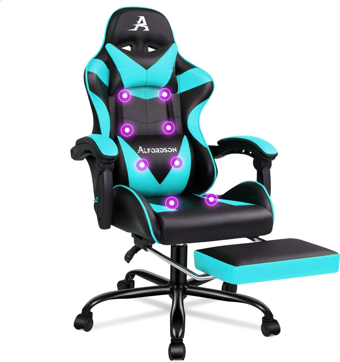 Bequemer & Massage-Gamer-Stuhl: Verstellbare Rückenlehne (90°-150°) + 8-Punkt-Massage. Optimale Unterstützung für Kopf, Schultern & Taille. Ideal für Arbeit, Gaming & Entspannung.