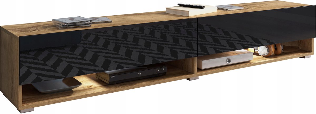 A180 - Lowboard - 180 cm - Mat korpus & hoogglans front - Zonder handvat - Modulair & multifunctioneel