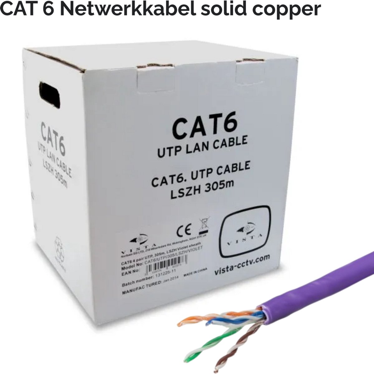 UTP Camerabewaking kabel - Vista Cat 6 paars - 305m