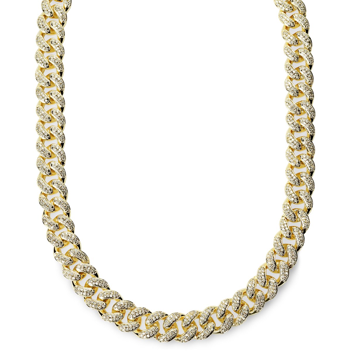 Nicos | 12 mm Goudkleurige Cubaanse Ketting met Zirkonia's