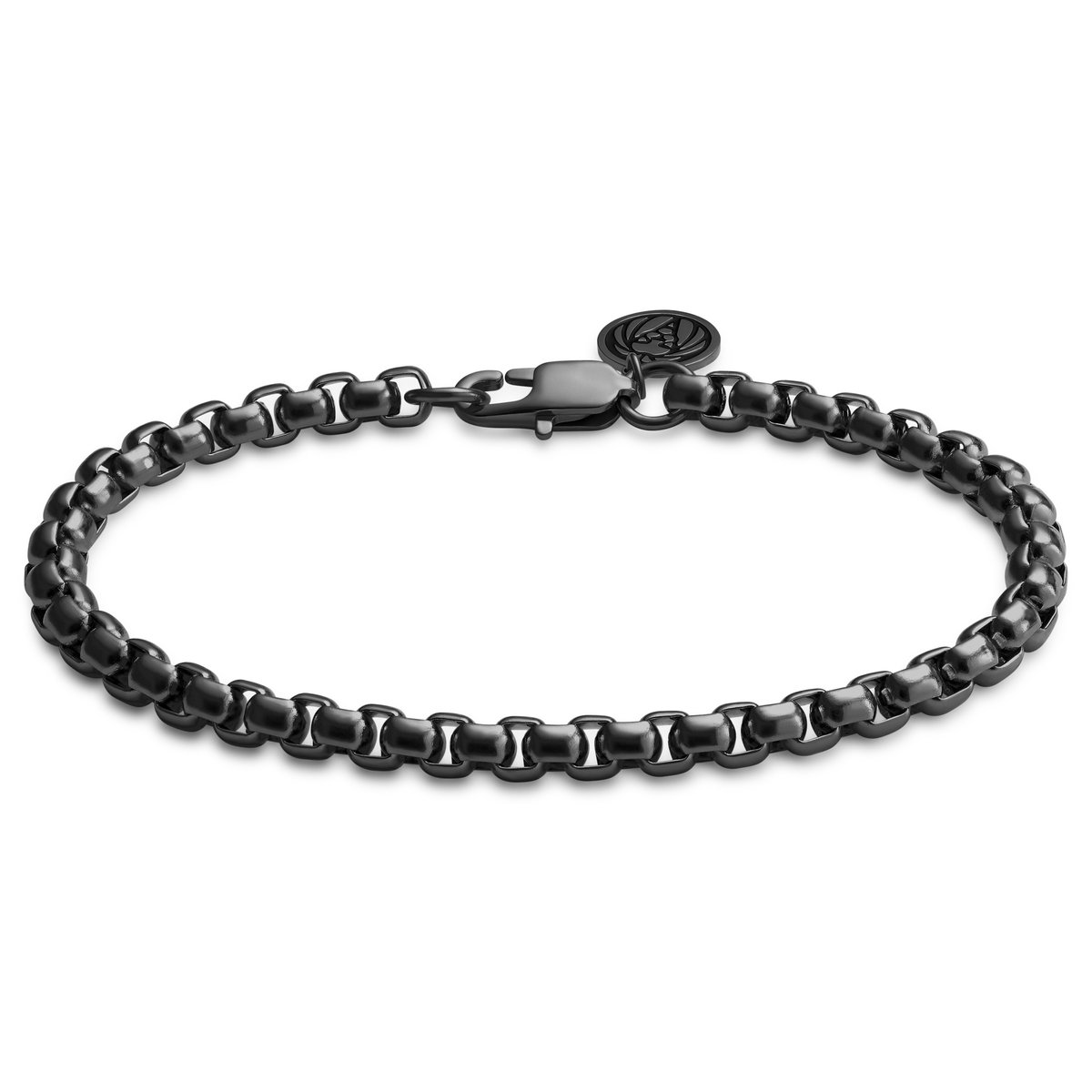 Essentials | 5 mm Gunmetal Zwarte Armband met Gebogen Venetiaanse Schakels