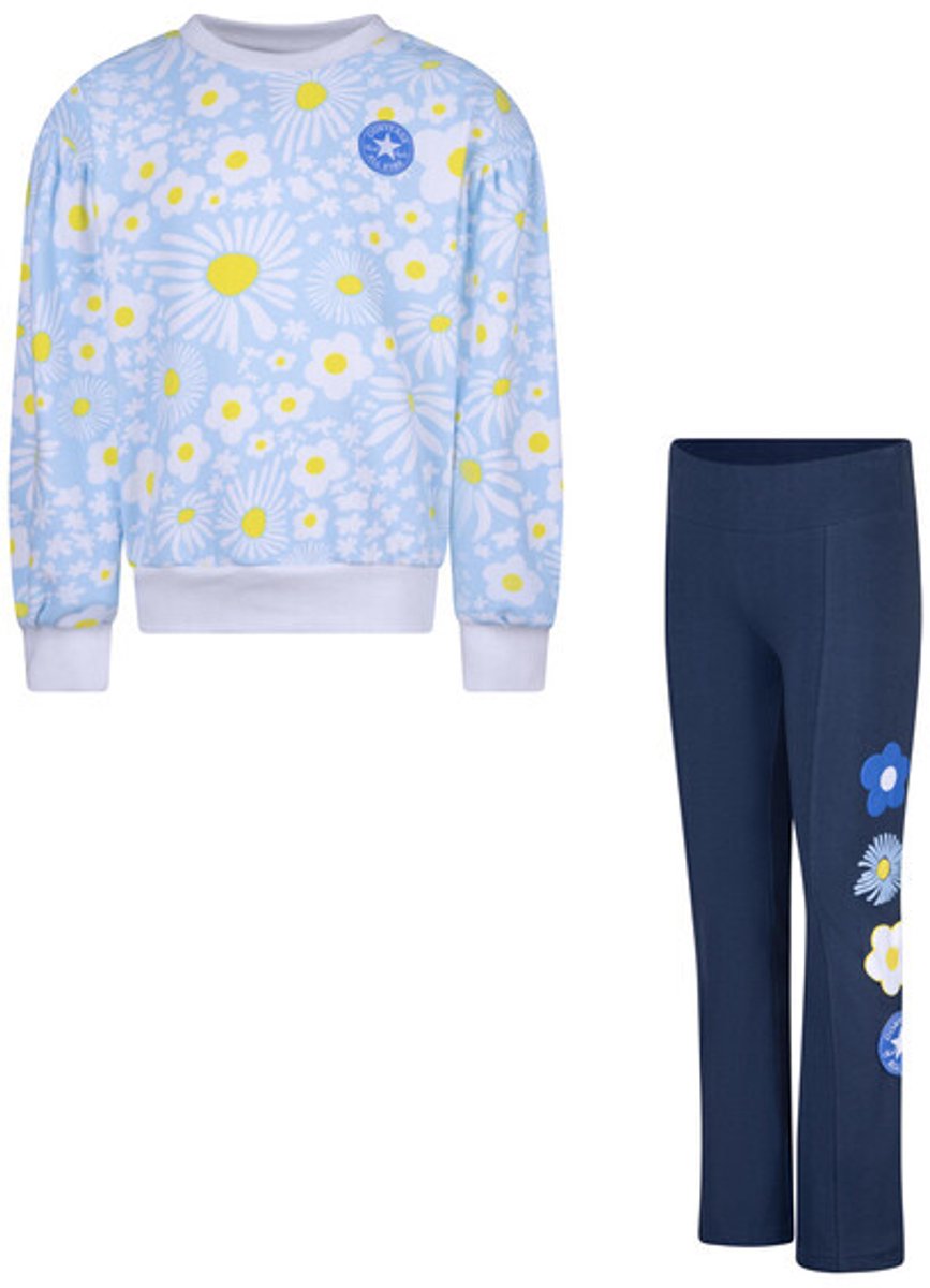 Sweater en leggingset met print voor meisjes Converse Blauw