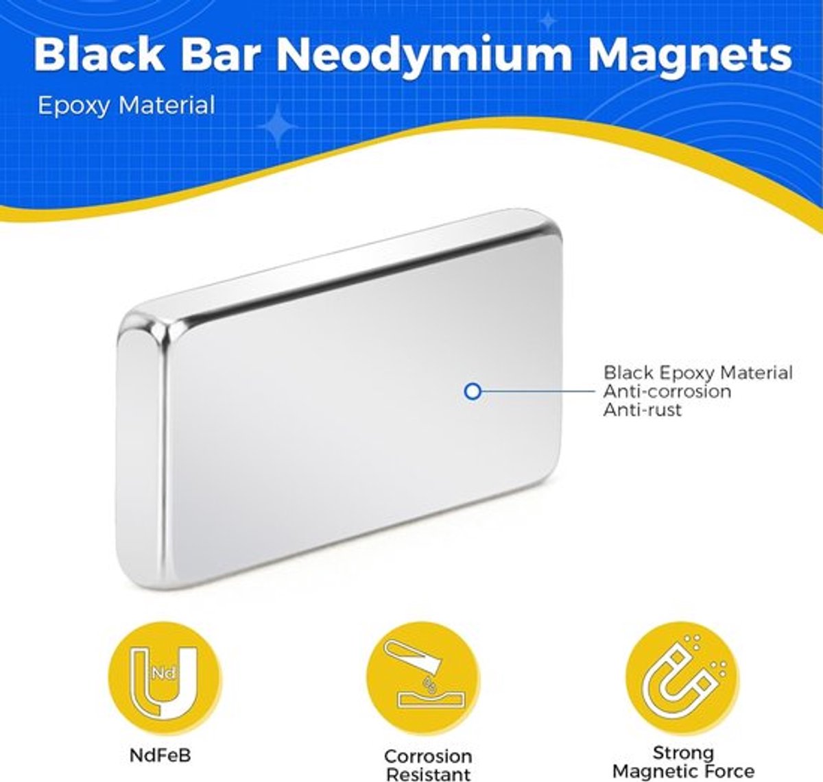 Candala Magneet - 20 × 10 × 3 mm - 12 stuks - Zwart - Wukong