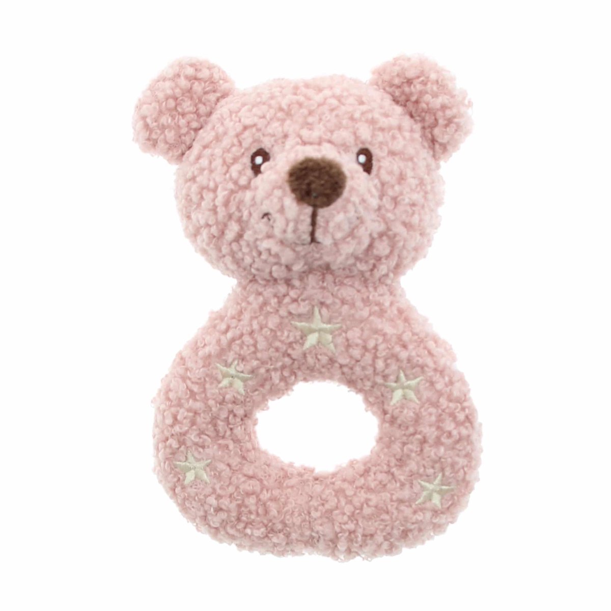 VIB® - Pluche beer rammelaar rose smoke - 22 cm - Babykleertjes - Baby cadeau - zwangerschap aankondiging - geboorte cadeau