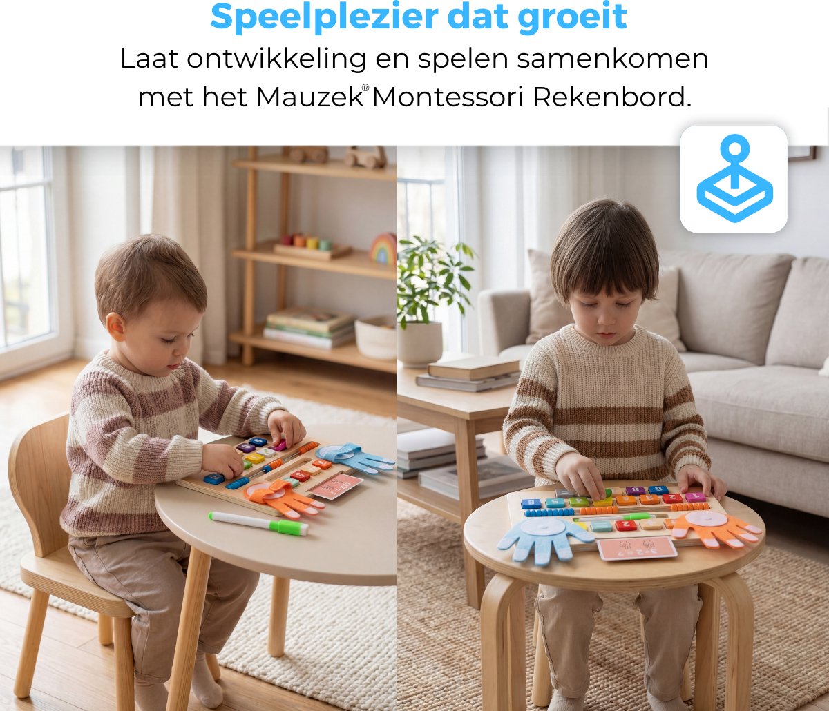 Mauzek® Dubbelzijdig Rekenbord - Montessori speelgoed - Rekenen - Houten speelgoed - Schrijven - Getallen - Cijfers leren - Educatief speelgoed -Sensorisch speelgoed - Peuter speelgoed - Jongens - Meisjes - Kind - 3 jaar - 4 jaar - 5 jaar - 6 jaar — afbeelding 4