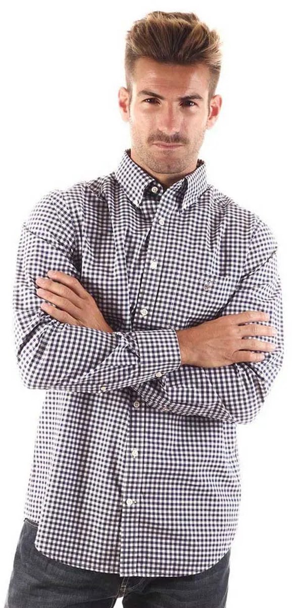Gant Broadcloth Gingham Overhemd Met Lange Mouwen Grijs M Man