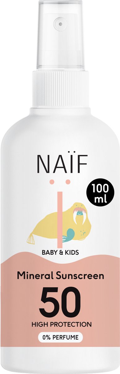 Naïf - Minerale Zonnebrandspray - Baby's & Kinderen - 0% parfum - SPF50 - 100ml
