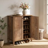 Tribesigns Schoenenkast - 5 Lagen - 80 x 38 x 95cm - Voor 24 paar Schoenen - Modern - Schoenenkast Houten met deuren - Praktisch Schoenenrek - Bruin