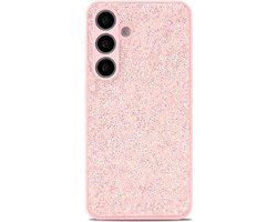 Diamant Glitter Back Cover – Geschikt voor Samsung Galaxy S24 Plus & S25 Plus - Glanzend Telefoonhoesje met Diamantpatroon – Slank & Beschermend Ontwerp - Roze