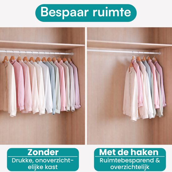 Comparaison d'une armoire pleine avec l'espace de rangement utilisant les crochets à vêtements.