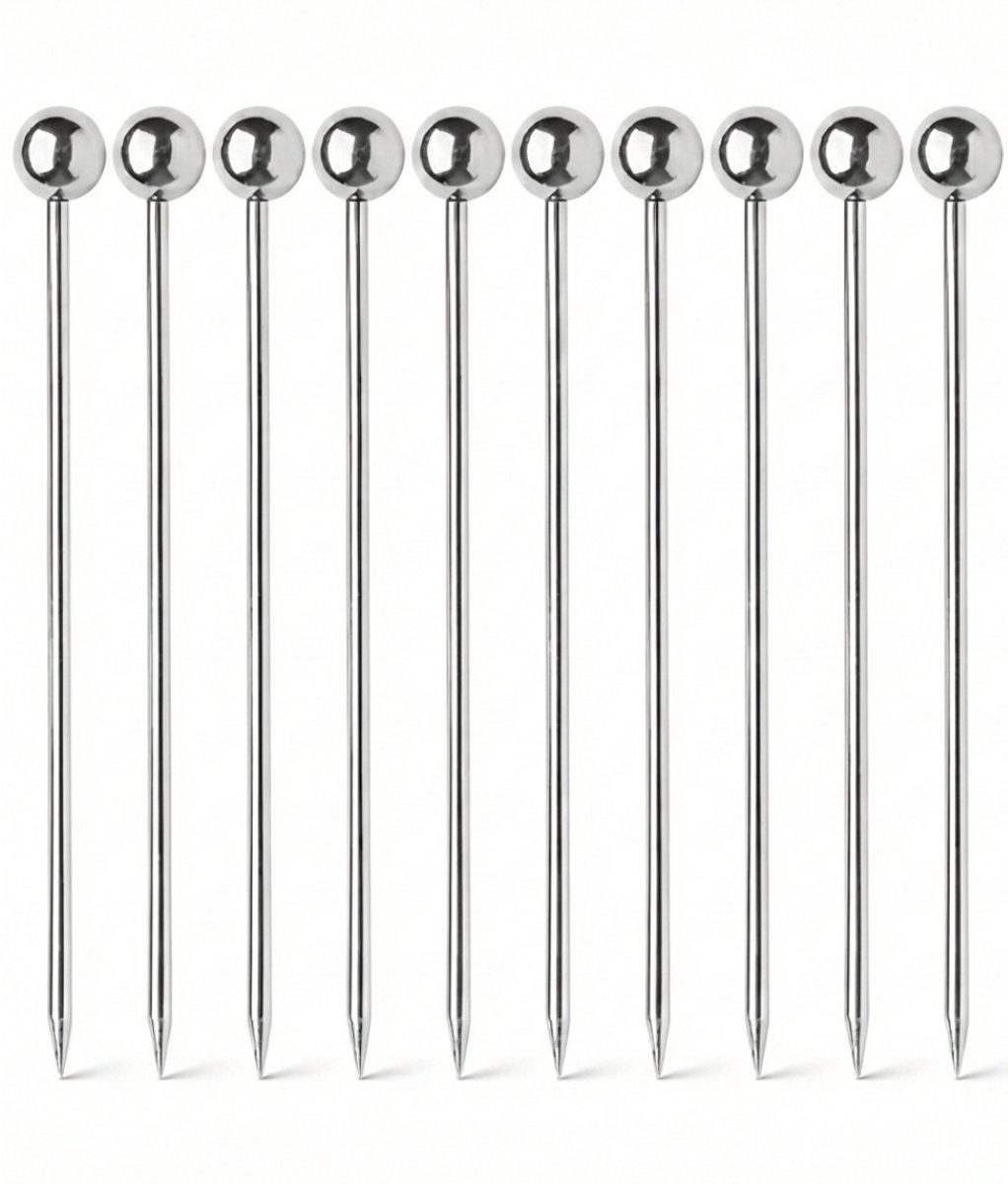 My Green Deal – RVS Cocktailprikkers Set van 10 – Metalen Cocktailprikkers – Herbruikbare Cocktailprikkers – Borrelprikkers RVS – Premium 304 RVS – Duurzaam & Stijlvol