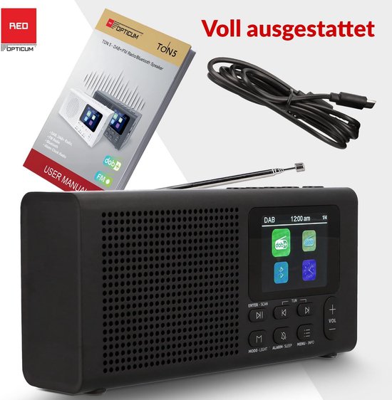 Radio Portátil Blaupunkt DR8BK Con DAB+, FM, Bluetooth 5.3, Pantalla TFT A Color De 2.4", Batería USB-C De 1800 MAh Y Doble Alarma