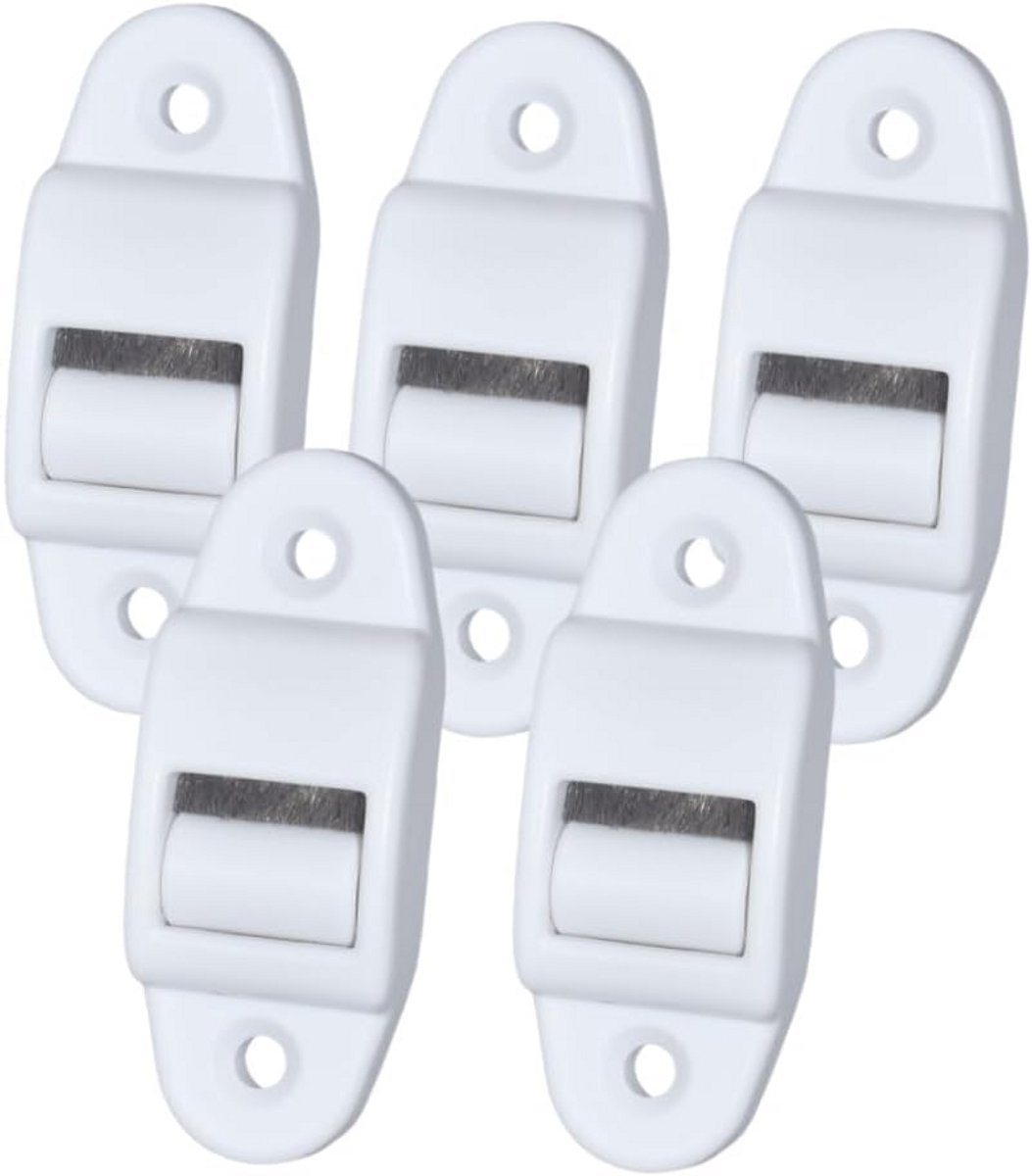 Set van 5 Rolluikbandgeleiders met Borstel voor 14 mm Band - Witte Kunststof