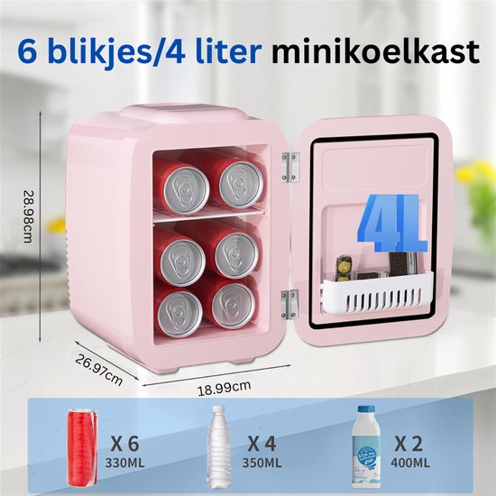 NBAP® Mini Koelkast - Minibar - Skincare Fridge- Roze van NBAP® — afbeelding 2