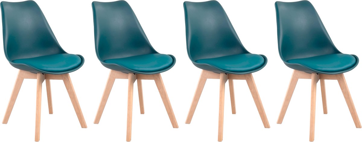 Set van 4 blauwe NORA Scandinavische stoelen met kussen