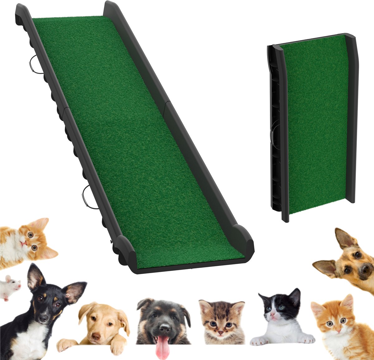 ACXIN Klappbare Hondenhelling Met Kunstgras - 154x39cm - Tot 90kg - Groen