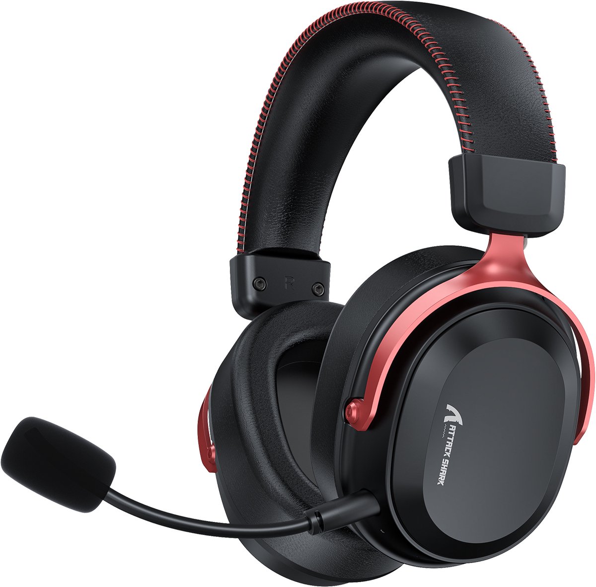 ATTACK SHARK L30PRO Draadloze Gaming Headset - 7.1 Surround Sound - 50mm Drivers - 20ms Lage Latency - Afneembare Microfoon met Ruisonderdrukking - Frame van Aluminiumlegering - Tri-Mode Connectiviteit - Over-Ear Headset - Zwart rood