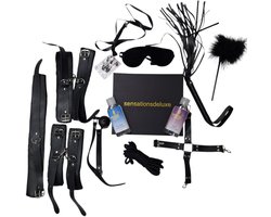Sensationsdeluxe - Kado box - BDSM Set - Normaal Glijmiddel 100 ml - Anaal glijmiddel 100 ml - Verrasing pakket - Bondage set