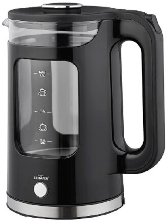 Waterkoker 1,7 Liter 2200W met LED Verlichting – Elektrische Waterkoker Glas RVS – Snelkoker met Warmhoudfunctie 85°C – 360° Draaibare Basis – Automatische Uitschakeling – Droogkookbeveiliging – Design Waterkoker Zwart – BPA-vrij – Energiezuinig