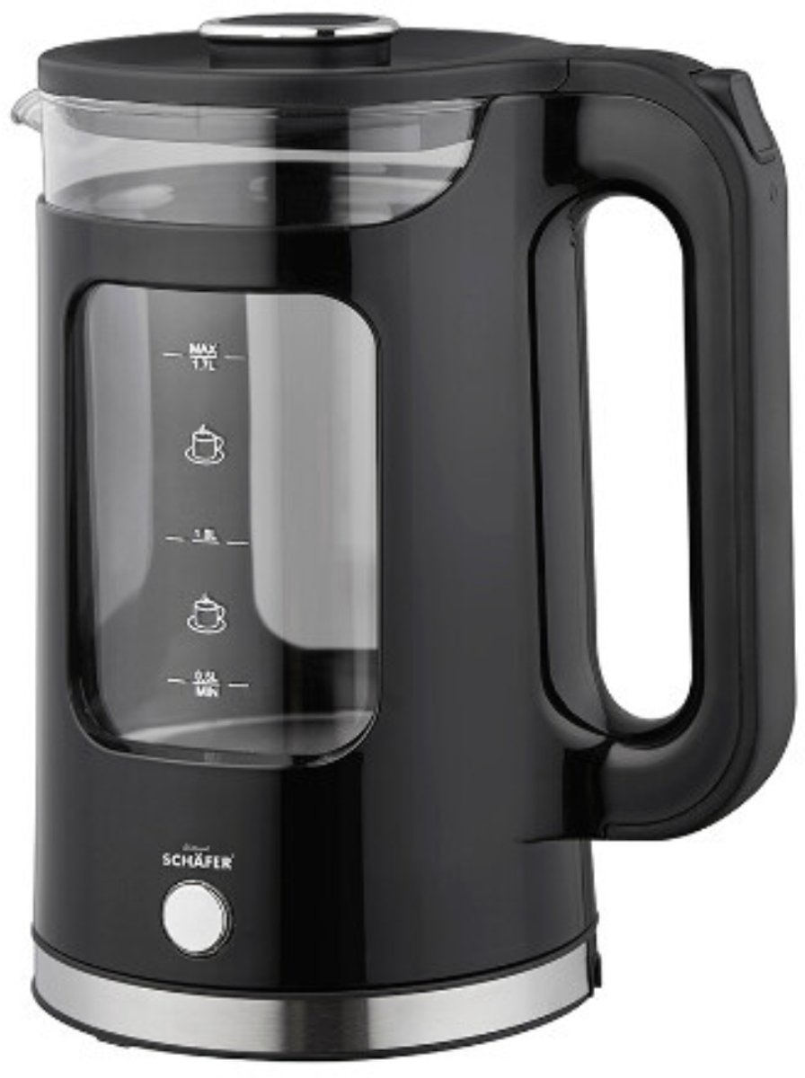 Waterkoker 1,7 Liter 2200W met LED Verlichting – Elektrische Waterkoker Glas RVS – Snelkoker met Warmhoudfunctie 85°C – 360° Draaibare Basis – Automatische Uitschakeling – Droogkookbeveiliging – Design Waterkoker Zwart – BPA-vrij – Energiezuinig