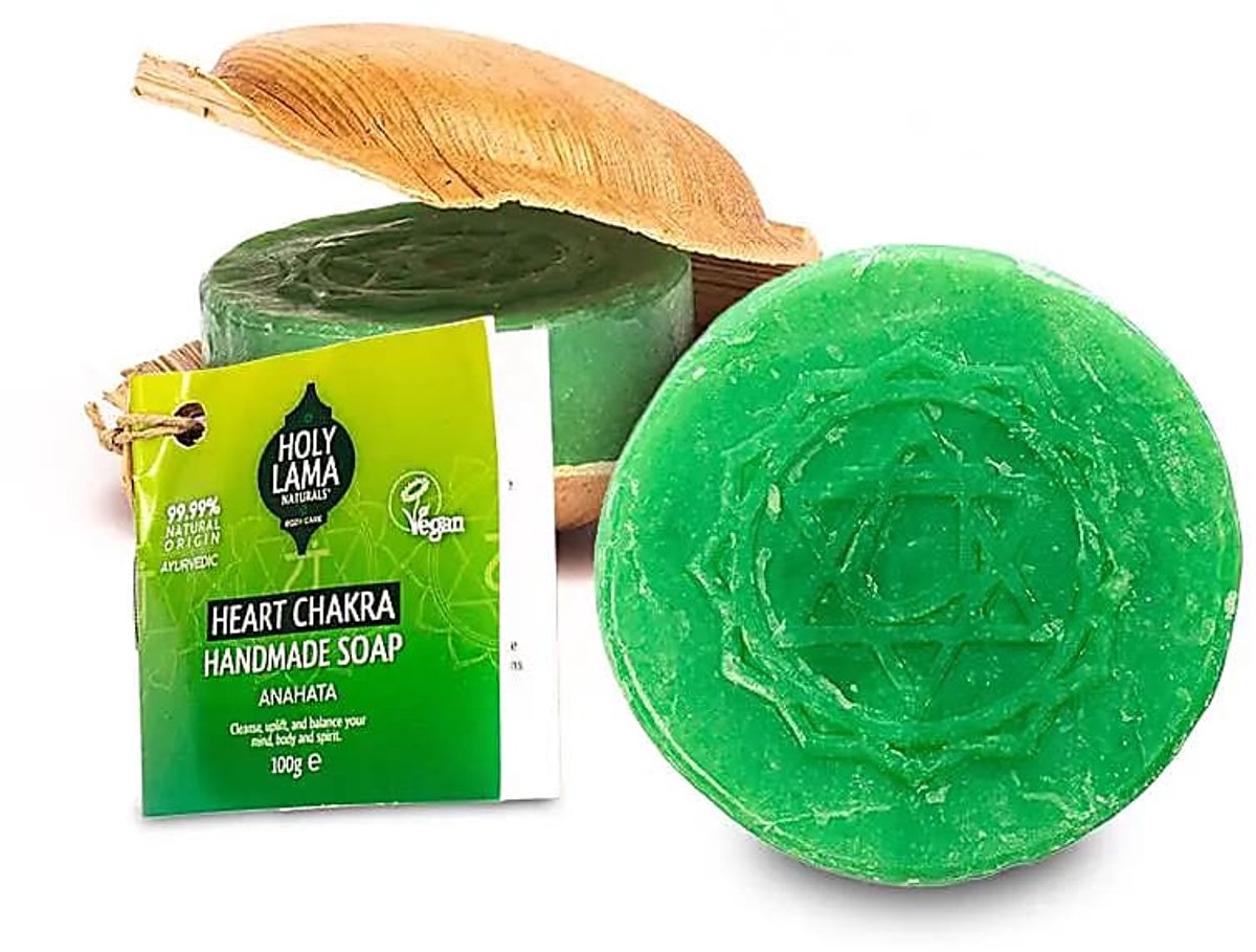 Holy Lama - zeep - hart chakra - 4e chakra - in palmblad - 100gram