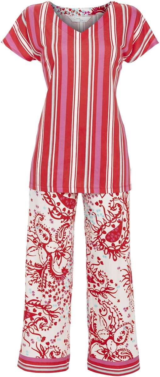 Ringella Bontgekleurde pyjama paisley strepen - Rood - Maat - 40
