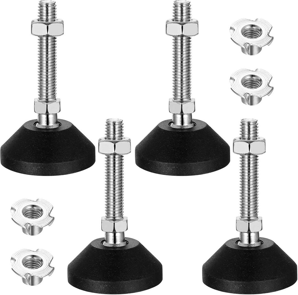 4 Stuks Stelpoten M8 x 30 mm Verstelbaar voor Meubels en Tafels