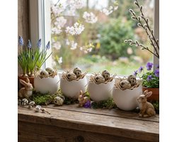 Handgemaakte decoratieve paaseieren – set van 4 minimalistische eieren - Landelijke paasdecoratie