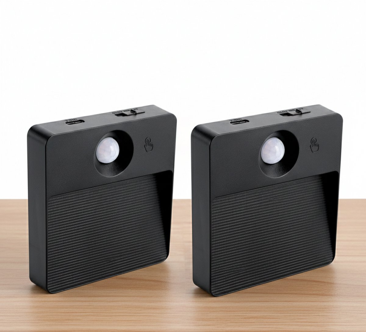 LUIS - Oplaadbaar wandlamp op accu draadloos - USB C - met bewegingssensor - CCT Aanpasbare licht kleuren - trapverlichting - Zwart - GESCHIKT VOOR BINNEN - set van 2 stuks