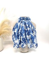 Lange dames sjaal Jolie-gebloemd motief-blauw wit lichtblauw koningsblauw goud