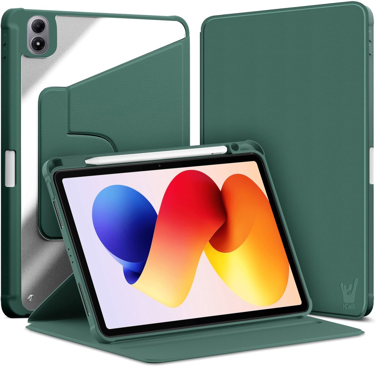 Hoes geschikt voor Xiaomi Redmi Pad 2 Pro 12.1 inch – 360° draaibaar – Met pencil houder – Groen