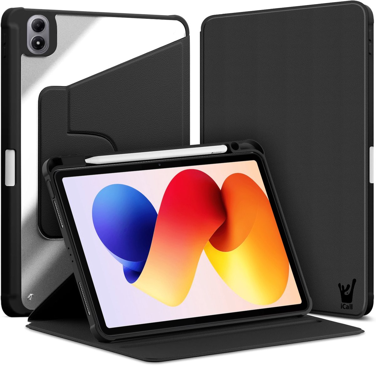 Hoes geschikt voor Xiaomi Redmi Pad 2 Pro 12.1 inch – 360° draaibaar – Met pencil houder – Zwart