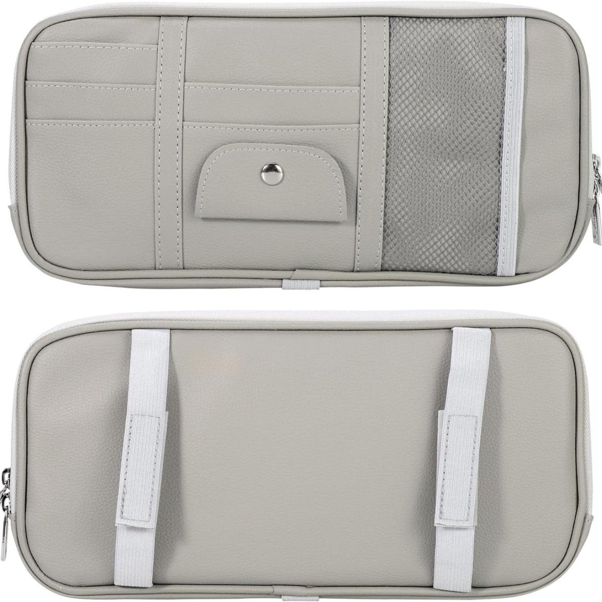 Famanu – Auto Zonneklep Interieur Pouch Pocket Accessoires Organizer Houder Multi-Pocket Opslag Voor Zonnebrillen Registratie Kaarten Kabels - Grijs