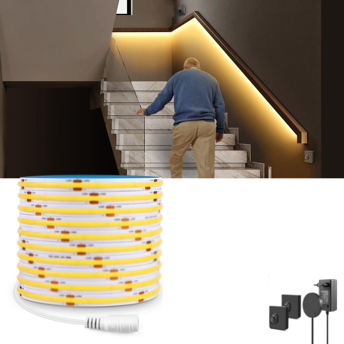 Lengte LED Strip op Batterij met Dubbele Bewegingsmelder - Automatische Verlichting